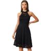 imageAllegra K Lace Cocktail Dress for Womens Elegant Halter Wedding Guest Bridesmaid Party DressBlack