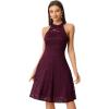 imageAllegra K Lace Cocktail Dress for Womens Elegant Halter Wedding Guest Bridesmaid Party DressBurgundy
