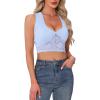 imageAllegra K Lace Tank Camisole Top for Womens V Neck Y2K Crop TopsBaby Blue
