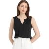 imageAllegra K Sleeveless Work Top for Womens Elegant Pleated V Neck Blouse Shirt Tank TopBlack