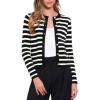 imageAllegra K Striped Cardigan Sweaters for Womens Lightweight Crew Neck Button Down Knit JacketsBlack White