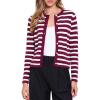 imageAllegra K Striped Cardigan Sweaters for Womens Lightweight Crew Neck Button Down Knit JacketsRed White