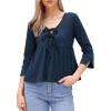 imageAllegra K Tie Front Tops for Women 34 Sleeve Shirt Going Out Cute Babydoll Peplum BlouseDark Blue