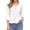 imageAllegra K Tie Front Tops for Women 34 Sleeve Shirt Going Out Cute Babydoll Peplum BlouseWhite