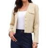 imageAllegra K Tweed Jacket Women Long Sleeve Button Down Collarless Business Casual Blazer Fall Trendy Cropped JacketsApricot
