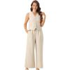 imageAllegra K Two Piece Outfits for Womens Button Front Sleeveless Vest Wide Leg Pants Matching SetsApricot