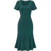 imageAllegra K Vintage 50s Dress for Womens Retro Cocktail Work Mermaid Midi DressDark Green