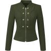 imageAllegra K Vintage Jacket for Womens Steampunk Button Decor Casual Zip Up Crop JacketArmy Green