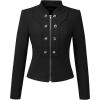imageAllegra K Vintage Jacket for Womens Steampunk Button Decor Casual Zip Up Crop JacketBlack