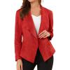 imageAllegra K Women Faux Suede Jacket Lapel Draped Open Front Cardigan Casual Trendy Suede BlazerRed
