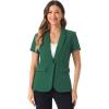 imageAllegra K Womens 1 Button Blazer Jacket Office Business Short Sleeve BlazerGreen