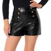 imageAllegra K Womens Casual High Waisted Shorts Retro Button Decor Stretchy Faux Leather Shorts