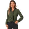 imageAllegra K Womens Dressy Long Sleeve Blouses Chiffon Pleated Tie Neck Office Top ShirtArmy Green
