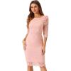 imageAllegra K Womens Elegant Lace Dress 34 Sleeve Business Wedding Guest Cocktail Bodycon DressPink