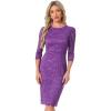 imageAllegra K Womens Elegant Lace Dress 34 Sleeve Business Wedding Guest Cocktail Bodycon DressPurple