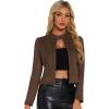 imageAllegra K Womens Faux Suede Jacket Stand Collar Zip Up Long Sleeve Motorcycle Biker CoatDark Brown