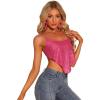 imageAllegra K Womens Halloween Sequin Spaghetti Straps Crisscross Backless Party Crop Cami TopHot Pink