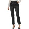 imageAllegra K Womens High Waist Pants with Pocket Business Casual Tapered Ankle Satin Pants