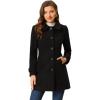 imageAllegra K Womens Peter Pan Collar Overcoat Winter Dressy Button Single Breasted Long CoatBlack