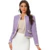 imageAllegra K Womens Plaid Tweed Blazer Long Sleeve Open Front Work Office Short JacketPurple