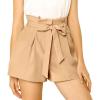 imageAllegra K Womens Summer Shorts with Pockets Casual 2025 Trendy Bowknot Tie High Waist Paperbag ShortsKhaki