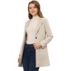 imageAllegra K Womens Winter Overcoat Lapel Collar Single Breasted Outerwear Long Pea CoatBeige White