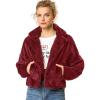 imageAllegra K Womens Winter Wedding Faux Fur Bolero Jacket Loose Formal Faux Fur CoatBurgundy