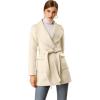imageAllegra K Womens Winter Wrap Coat Turndwon Collar Long Sleeve Tie Belt Coat with PocketsCream White