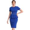 imageAllegra K Womens Work Sheath Dresses Crewneck Pencil Business Peplum DressRoyal Blue
