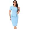 imageAllegra K Womens Work Sheath Dresses Crewneck Pencil Business Peplum DressSky Blue