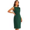 imageAllegra K Work Dress for Womens Crew Neck Business Casual Knee Length Sleeveless Sheath DressesDark Green