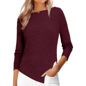 imageAllegra K Boat Neck Sweater for Womens Fall High Low Winter TopRed