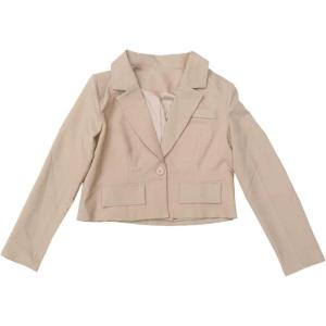 imageAllegra K Cropped Blazer for Women Notched Collar Long Sleeve Suit Jacket Business Casual BlazersKhaki
