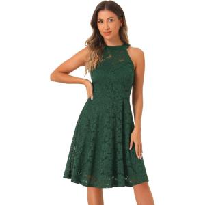 imageAllegra K Lace Cocktail Dress for Womens Elegant Halter Wedding Guest Bridesmaid Party DressDark Green