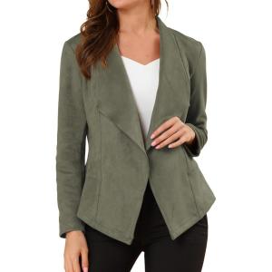 imageAllegra K Women Faux Suede Jacket Lapel Draped Open Front Cardigan Casual Trendy Suede BlazerOlive Green
