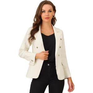 imageAllegra K Womens Jean Jacket Button Down Notched Lapel Long Sleeve Work Office Denim Blazer JacketApricot