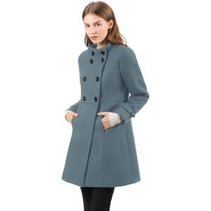 imageAllegra K Womens Stand Collar Double Breasted Slant Pockets Trendy Outwear Winter CoatOxford Blue