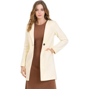 imageAllegra K Womens Winter Overcoat Lapel Collar Single Breasted Outerwear Long Pea CoatBeige