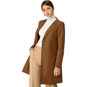 imageAllegra K Womens Winter Overcoat Lapel Collar Single Breasted Outerwear Long Pea CoatBrown