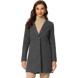 imageAllegra K Womens Winter Overcoat Lapel Collar Single Breasted Outerwear Long Pea CoatDeep Gray