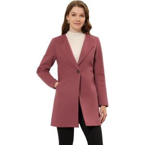 imageAllegra K Womens Winter Overcoat Lapel Collar Single Breasted Outerwear Long Pea CoatDusty Pink