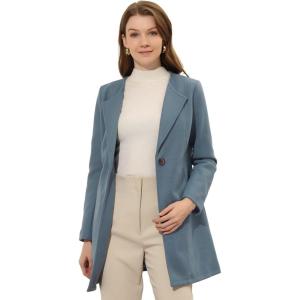 imageAllegra K Womens Winter Overcoat Lapel Collar Single Breasted Outerwear Long Pea CoatGray Blue