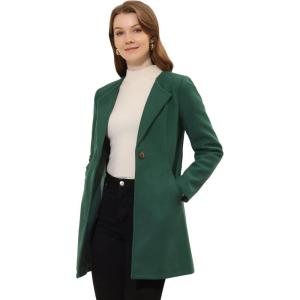 imageAllegra K Womens Winter Overcoat Lapel Collar Single Breasted Outerwear Long Pea CoatGreen
