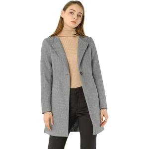 imageAllegra K Womens Winter Overcoat Lapel Collar Single Breasted Outerwear Long Pea CoatGrey