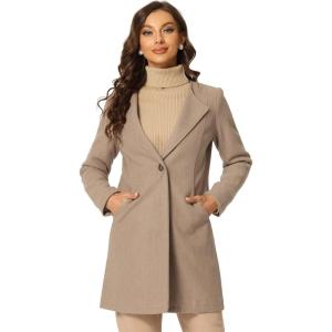 imageAllegra K Womens Winter Overcoat Lapel Collar Single Breasted Outerwear Long Pea CoatLight Brown
