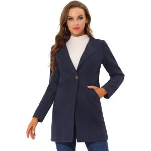 imageAllegra K Womens Winter Overcoat Lapel Collar Single Breasted Outerwear Long Pea CoatNavy Blue