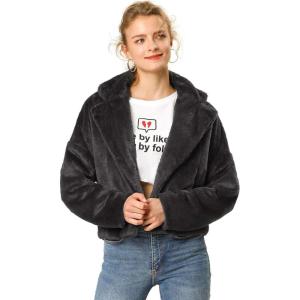 imageAllegra K Womens Winter Wedding Faux Fur Bolero Jacket Loose Formal Faux Fur CoatBlack