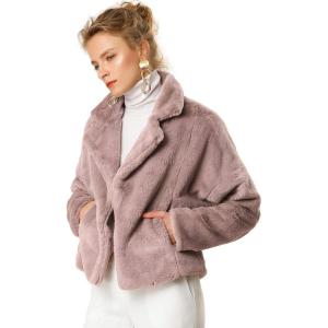imageAllegra K Womens Winter Wedding Faux Fur Bolero Jacket Loose Formal Faux Fur CoatDusty Pink