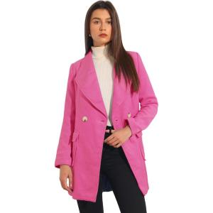 imageAllegra K Womens Winter Wrap Coat Turndwon Collar Long Sleeve Tie Belt Coat with PocketsFuchsia