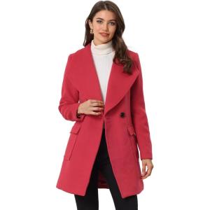 imageAllegra K Womens Winter Wrap Coat Turndwon Collar Long Sleeve Tie Belt Coat with PocketsRed
